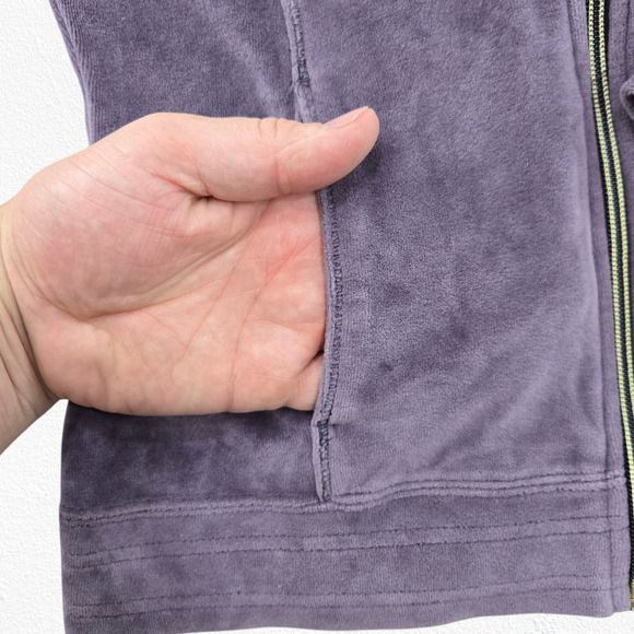 Y2K Puma Purple Velour Track Jacket Full Zip Logo Retro Sweater Size Medium - Picture 3 of 12
